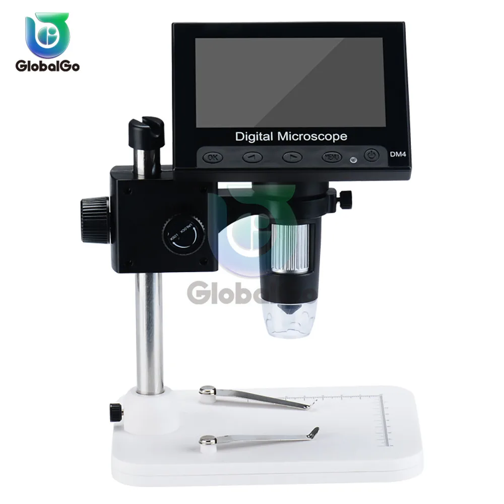 800x 30w digital microscope electronic video 4 3 inch hd lcd soldering microscope phone repair magnifier metal stand free global shipping