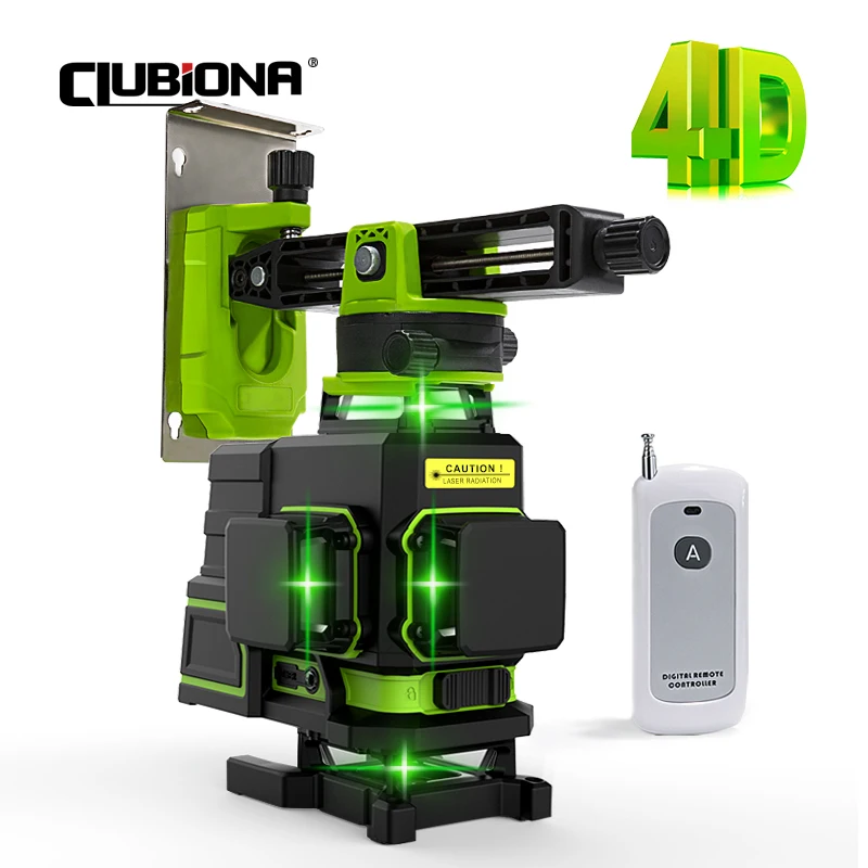 

CLUBIONA ME16R 4D 16 Lines Green Laser Level Flooring Wall Cross-Line Self-leveling W/ Remote Control 5200mah Li-ion Battery