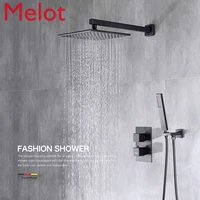 black hot and cold embedded wall concealed shower head set constant temperature household mixing valve