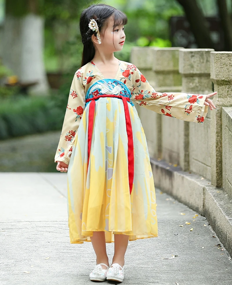 Осеннее платье в китайском стиле Hanfu для девочек детское супер сказочное