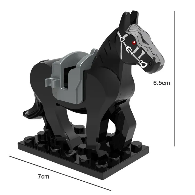 Средневековый Рыцари лошадь боевой конь Волчья модель фигурные блоки окончания