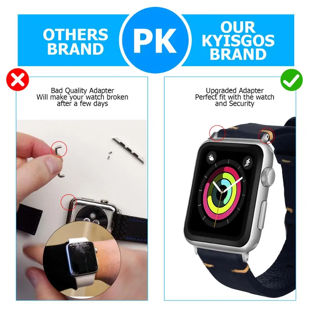 Синий ремешок для часов из натуральной кожи Apple Watch Series 4 3 2 1 38 мм 42 качественная