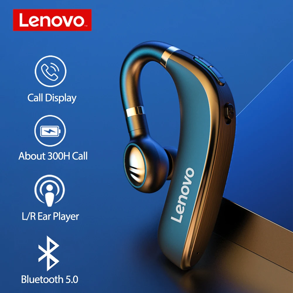 

Lenovo Single Ear Bluetooth 5.0 Wireless Headphone Business Earphone 20h Battery Life 160mAh Battery Capacity Headset With Mic