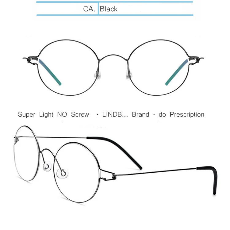 Black-No Box IVSTA Eyewear Titanium Glasses Men 98607 with logo box Prescription Women Round Myopia Optical Frame Denmark Korean - Цвет оправы: Black-No Box