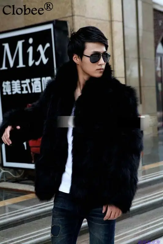 Лидер продаж! 2019 зимняя меховая мужская куртка из искусственного меха черная