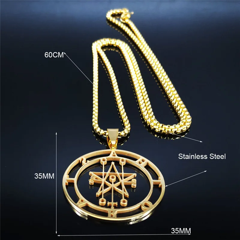 Ожерелье из нержавеющей стали Astaroth Sigil Goetia, золотистого цвета, с печатью Соломона, демона, сатаны, сатаника, украшение (art.: 3a38522d2e3) - 3a38522d2e3
