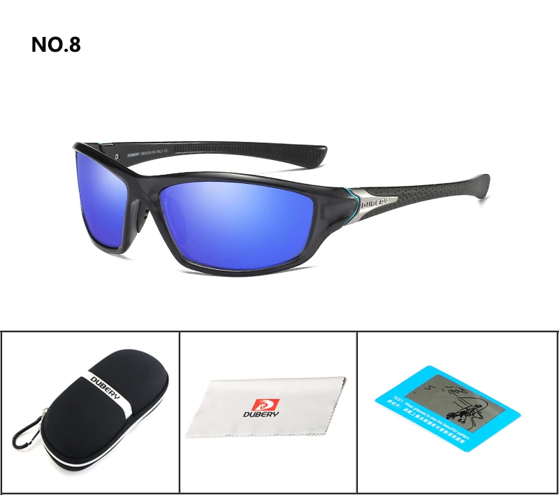 DUBERY Polarized Sunglasses For Men Retro Male Sun Glasses Mirror Mens Night Vision Goggles Shades Brand Designer Oculos - Цвет линз: D8withbox