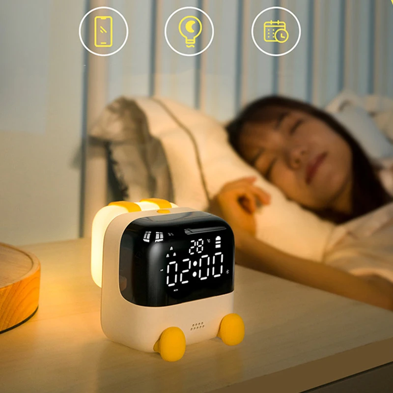 

LED Alarm Clock Cute Backpack Digital Alarm Clock Kids Bedside Table Clock Children Sleep Trainer Bedroom Night Light Decoration