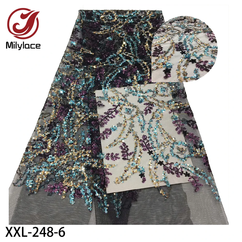 Latest Sequins Embroidered French Tulle Lace 2020 Afican Nigerian Fabric for Dress XXL-248 | Дом и сад
