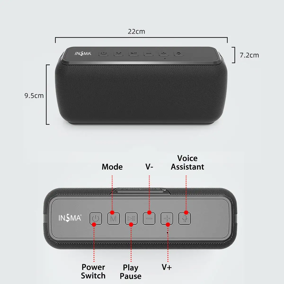 

INSMA S600 60W Wireless Bluetooth Speaker IPX5 Waterproof TWS 15H Playing Time Voice Assistant Extra Bass Subwoofer Speaker