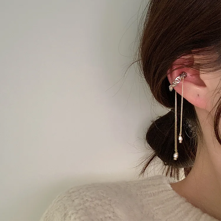 

Original Chain Freshwater Pearl Magnet Ear Bone Clip Fine 925 Jewelry Earrings for Women Fashion Accessories