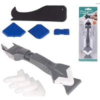 3 in 1 silicone caulking tool with stainless steelhead 5 replaceable silicone pads sealant finishing tool grout scraper
