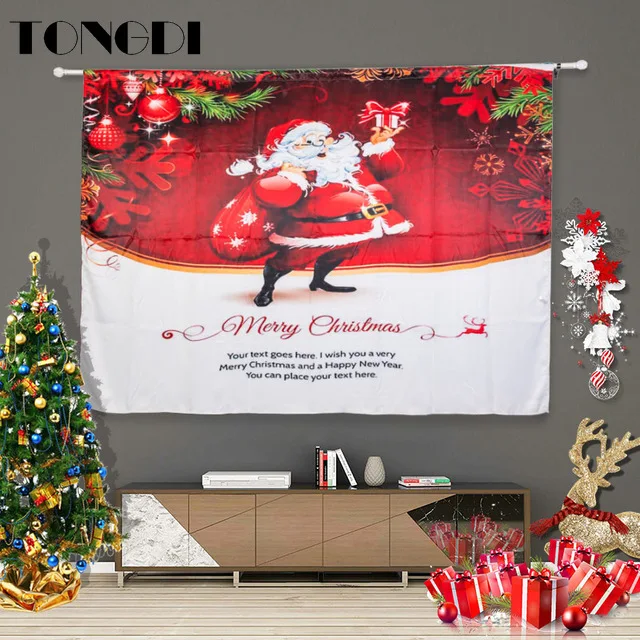 Затемненная занавеска TONGDI с цифровой печатью Рождественское украшение для дома