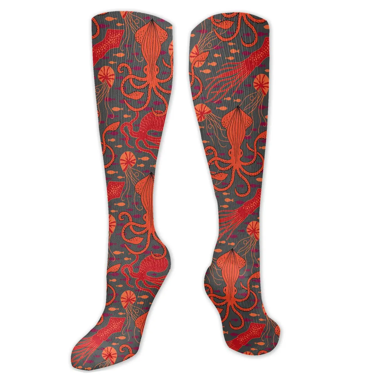 

Squid Tangled Red Compression Socks For Women Men Plus Size Wide Calf For Nurses Running Athletic
