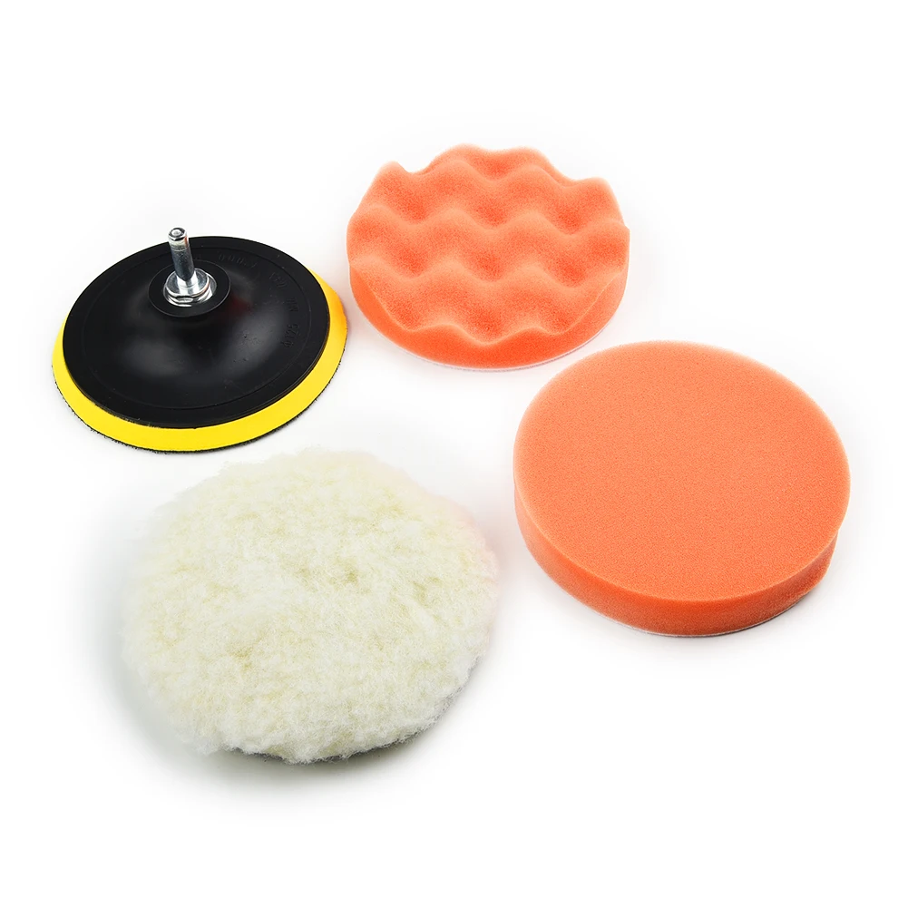 

5pcs 125mm 5Inch Car Sponge Polishing Pads Kit Buffing Waxing Sponge Wool Wheel Polishing Pad+ M10 Drill Adapter