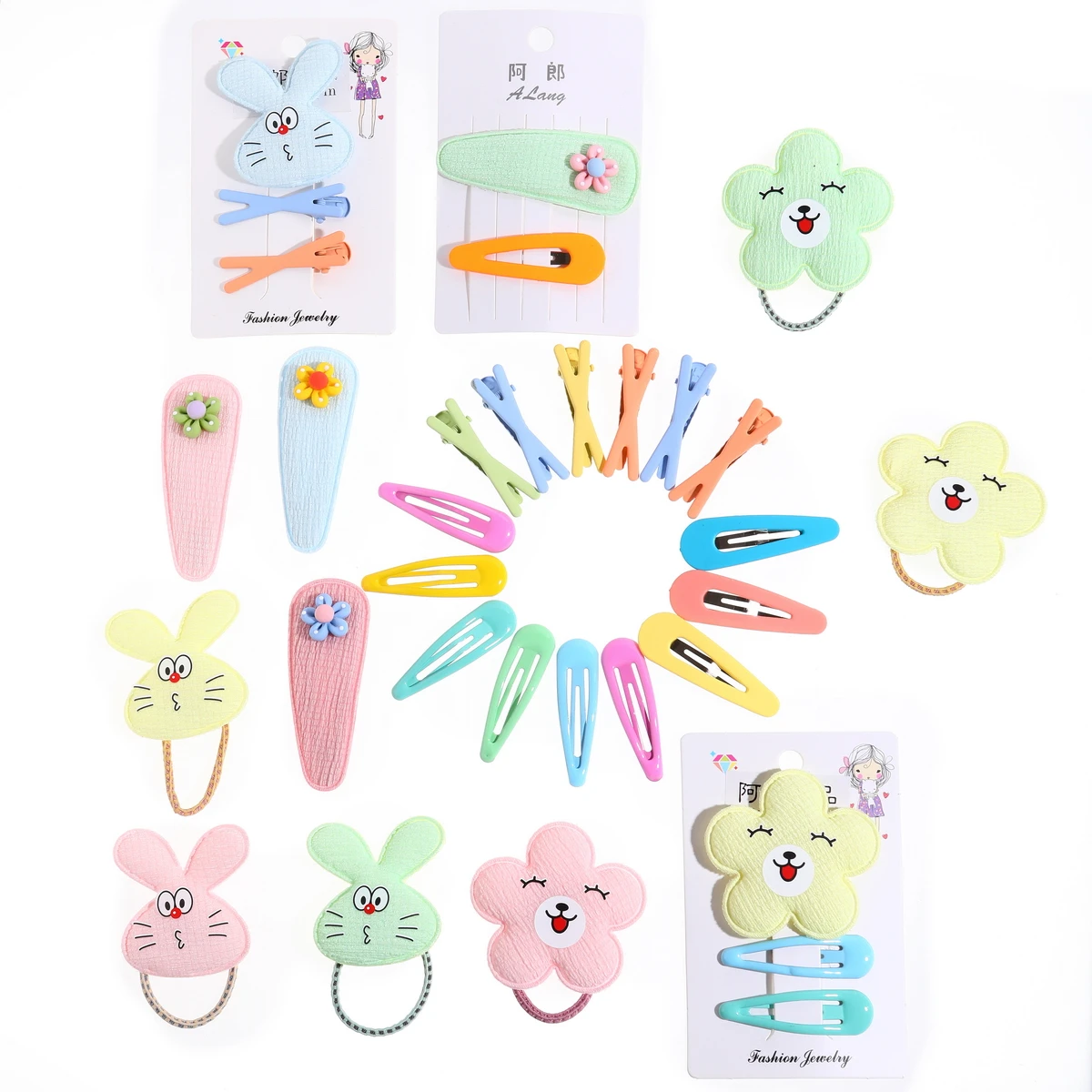 

New Arrival Hair Clips Girls 2PCS 3PCS No Slip Metal Snap Barrettes Kids Teens Women Flower and Rabbit Head