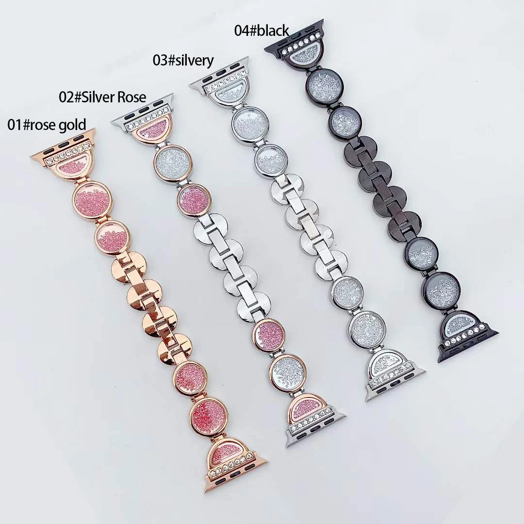 Suitable for Apple Watch 40mm 44mm luxury quicksand bracelet stainless steel strap iwatch5 6 4 3 2 42mm 38mm diamond strap
