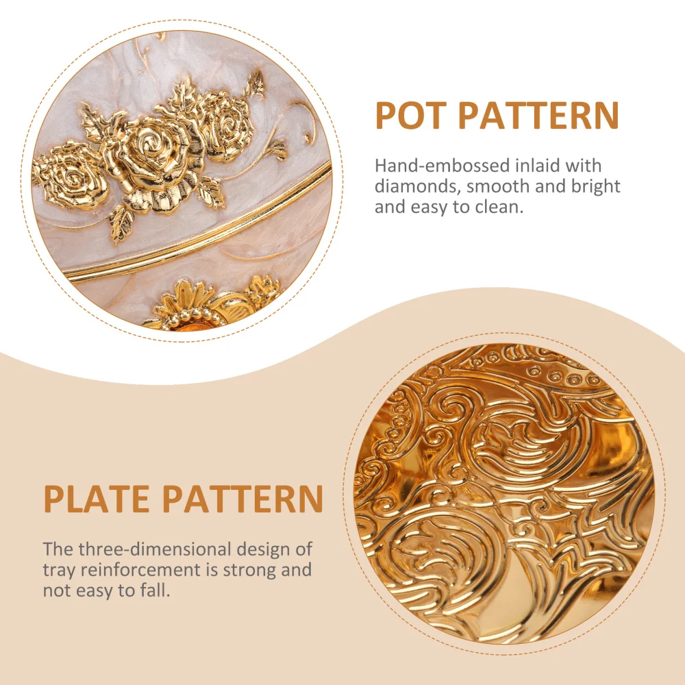 

1 Set of Wedding Set Decorative Cups Pot Tray Festival Gifts (Golden)