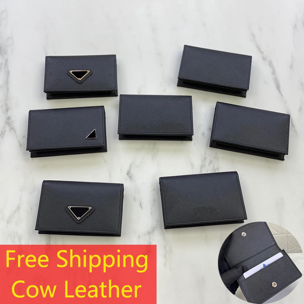 

New Top Designer High Quality Men's Coin Purse Leather Business Card Case Cross Grain Cowhide Credit Card Case Short Flap Wallet