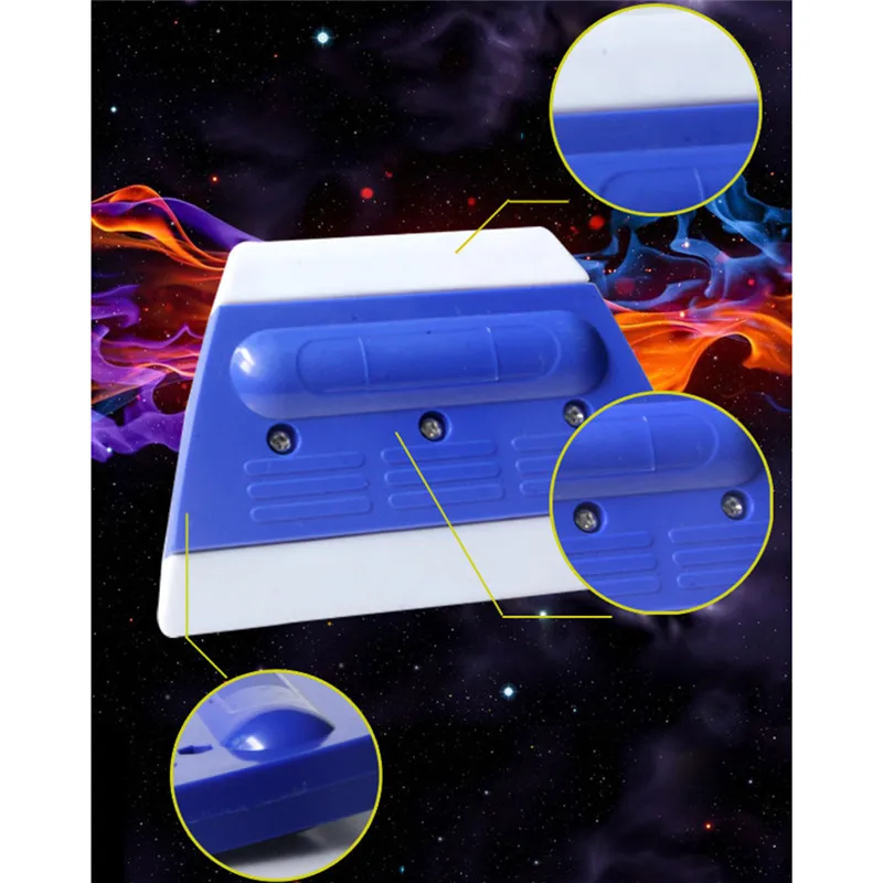 Сине-белый двухсторонний трапециевидный АБС-резиновый скребок наклейка-скребок