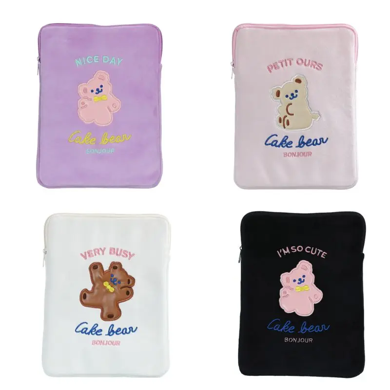 

Portable Cartoon Embroidery Pattern Laptop Sleeve Case Bag Pouch Cover for 11in 10.5in 9.7in Tablet QXNC