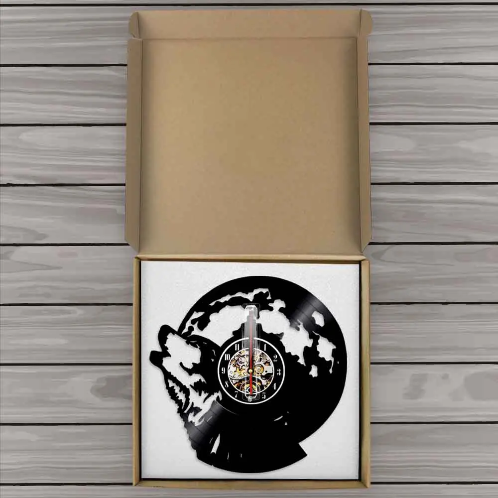 Настенные часы с изображением воющего волка на Луне современные декоративные