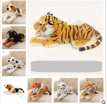 Home Decoration Simulation Animal Dog Tiger Lifelike Stuffed Soft Doll Kids Holiday Gift