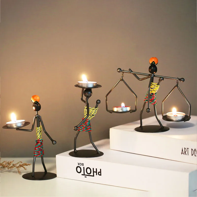 

Nordic Art Metal Candlestick Abstract Character Sculpture Candle Holder Handmade Figurines Home Table Decor Craft Ornament Gift