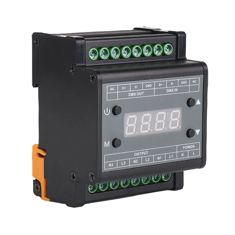 

DMX302 светодиодный регулятор яркости DMX triac высокого напряжения, контроллер яркости 90-240 В переменного тока, выход 3 канала 1a/CH