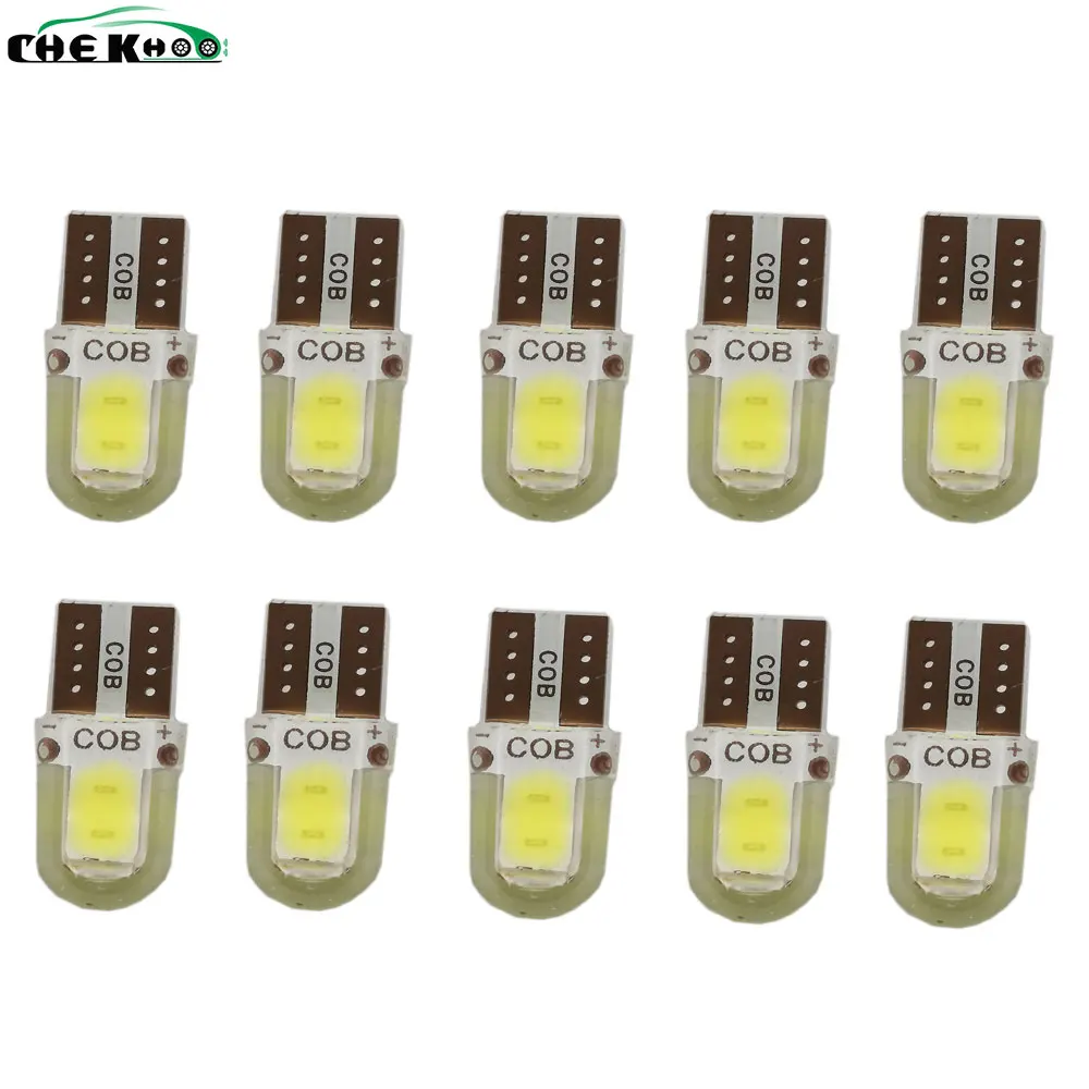 

10pcs LED W5W T10 194 168 W5W COB 8SMD Led Parking Bulb Auto Wedge Clearance Lamp CANBUS Silica Bright White License Light Bulbs