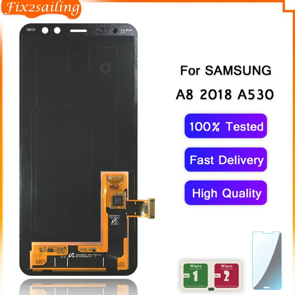 ЖК дисплей fix2sail Super AMOLED для Samsung Galaxy A8 2018 LCD A530 A530F A530D A530N сменный сенсорный экран с