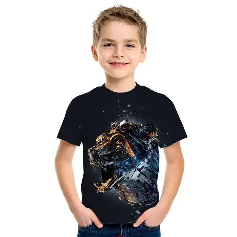 Футболка для мальчиков и девочек с механическим принтом sci fi wind Детская одежда в