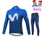 Movistar, одежда для велоспорта, дышащая детская футболка с длинным рукавом, комплект дышащей спортивной одежды, детская велосипедная одежда
