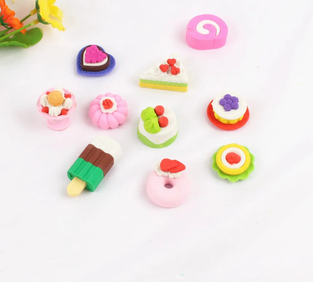 5 шт. милый каваи десерт еда торт пончик мороженое печенье карандаш ластики набор