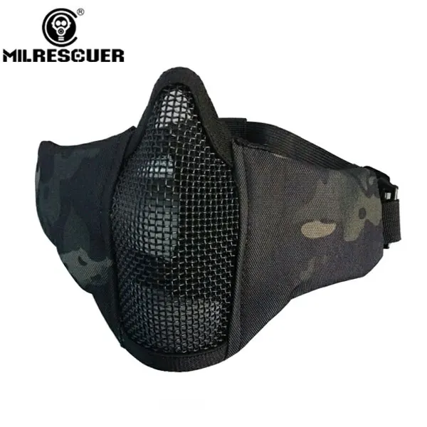 MILRESCUER New Tactical Airsoft Mask Half Lower Face Metal Steel Net Hunting Protective Prop For Paintball Military Party CS |