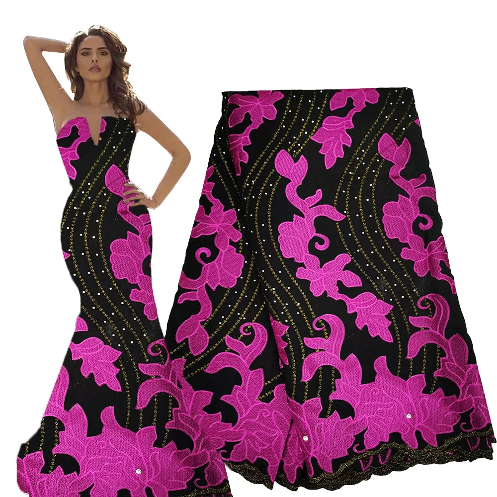 Fushia черная швейцарская вуаль кружева в Швейцарии 2020 высококачественное кружево