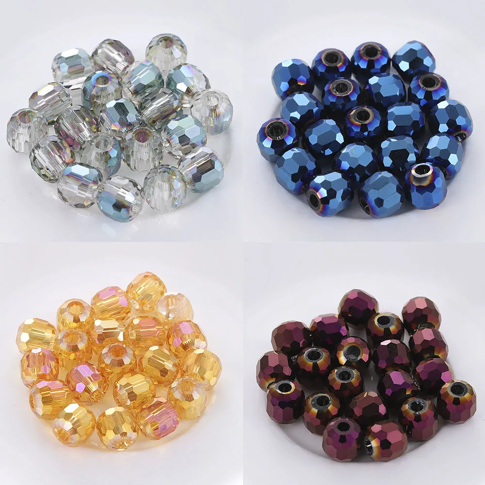 

New Big Hole Drum 10MM Beads Plating Color Colorful Spot DIY Handmade Bead Curtain Earrings Loose Beads Accessories
