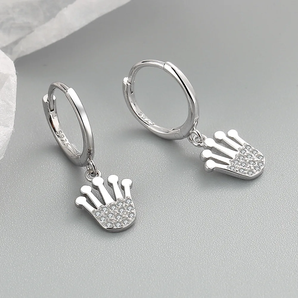 

Prevent Allergy 925 Sterling Silver Sparkling Zircon Crown Stud Earrings for Women Elegant Bride 2022 New Jewelry eh430