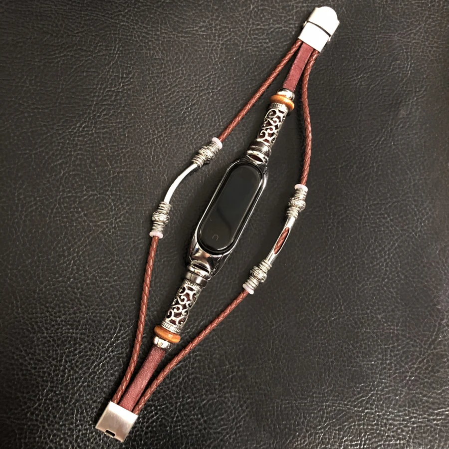 Ремешок для часов Mi Band 4 браслет в стиле ретро из натуральной кожи Плетеный