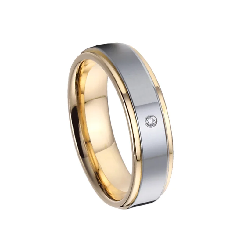 Обручальные кольца с фианитом 5 мм из нержавеющей стали|Обручальные кольца| |