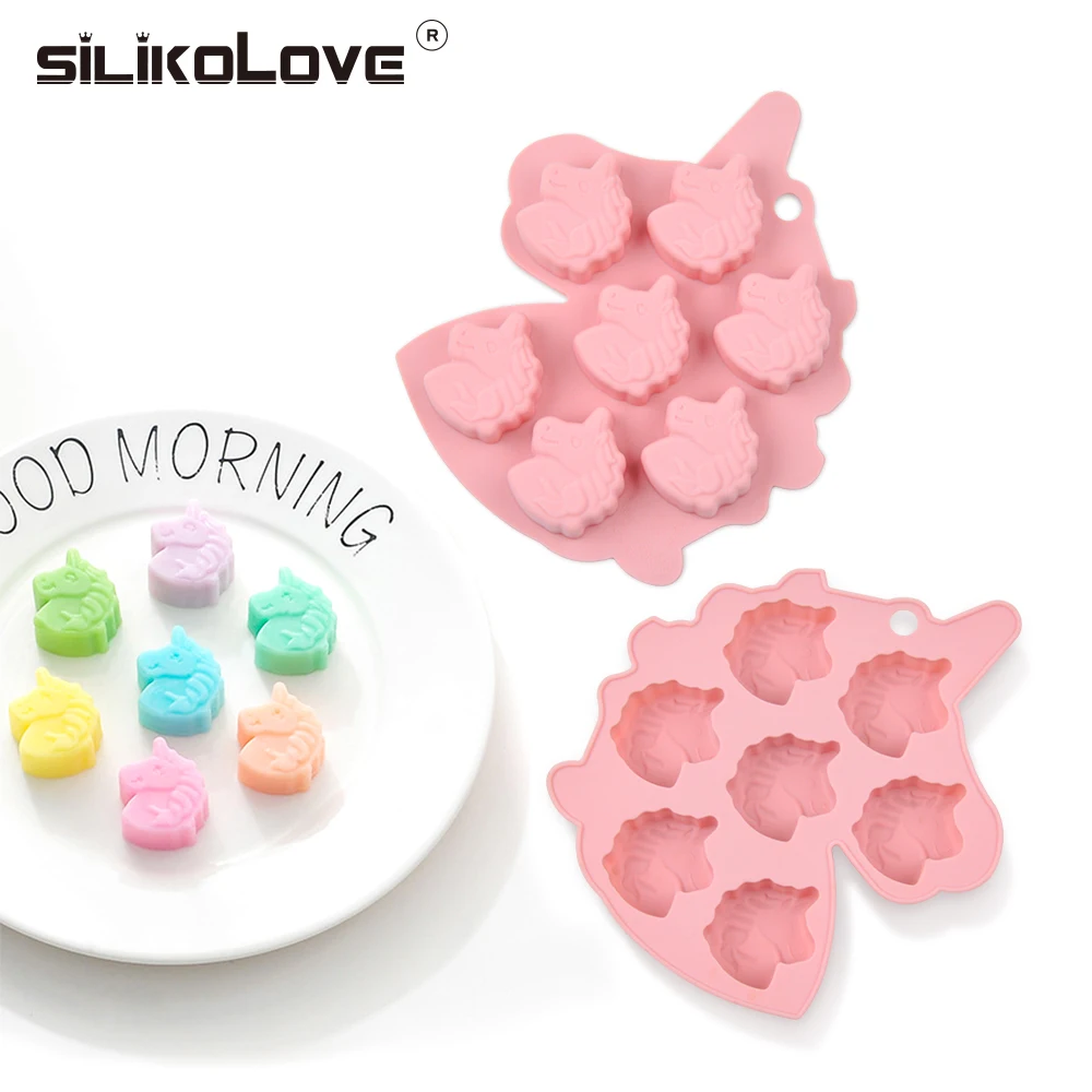 FUNBAKY мультфильм Единорог помадка шоколадная Форма 3D ледяной куб конфеты