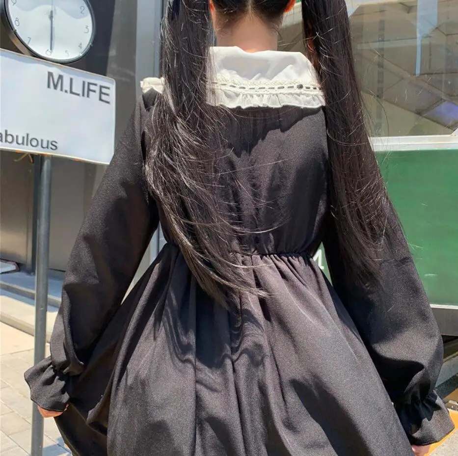 

Mothybot Japanese College Style Sweet Doll Collar Student Fashion Young Girl Thin Small Fresh Ruffled Dress