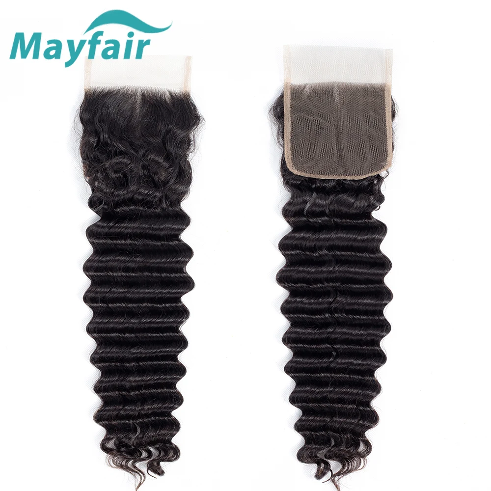 

Mayfair Deep Wave Bundles With Closure Brazilian Hair Weave 4 Bundles with Closure Non-Remy Hair Bundles with Closure 4*4