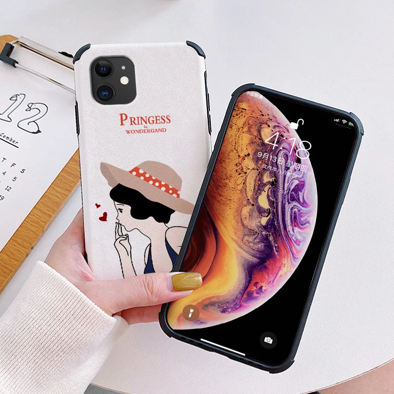 

Hooded Girl Phone Case For iPhone 12 Pro Max Mini 11 Pro Max X XS XR XSMAX SE2020 8 8Plus 7 7Plus 6 6S Plus Lambskin Cover