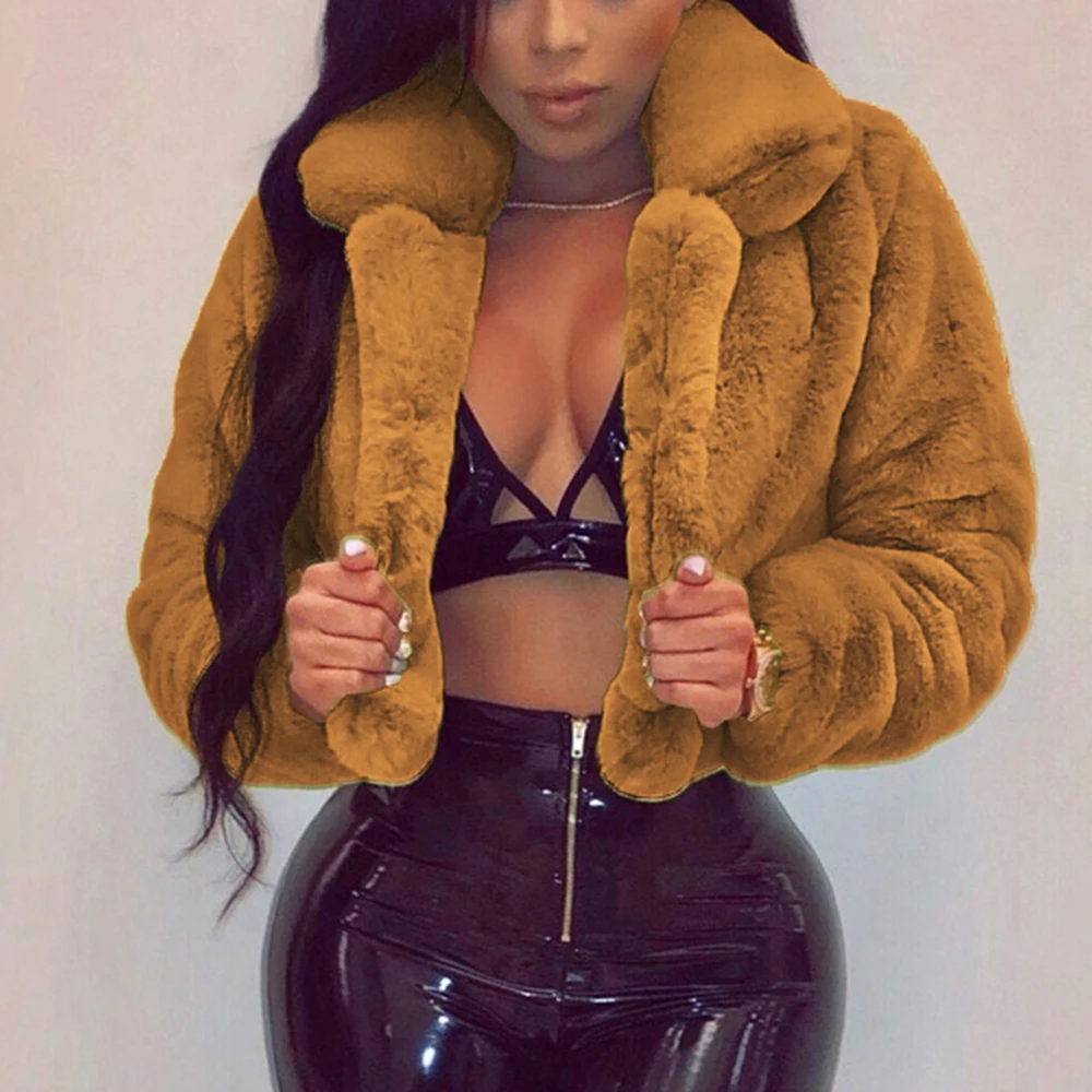 Club Fashion fluorescent green fur coat Winter Fluffy Fur Jackets 2023 Women Luxurious Furry Fur Cropped Jacket Warm Overcoat