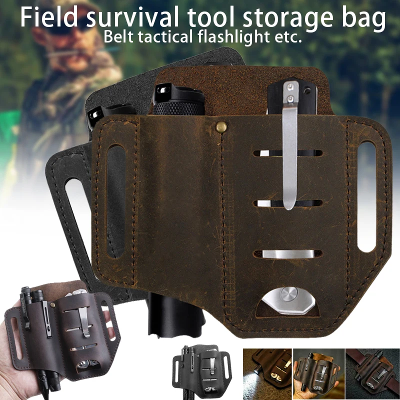 

Newly PU Leather Multitool Holder Essential Organizer Belt Pouch Pen Storage Bag Portable Universal Outdoor