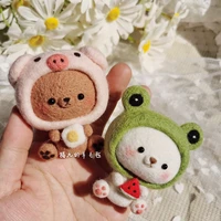big head series frog bear cub panda wool needlepoint kit wool felt needle felting pendant craft needlecraft diy handmade