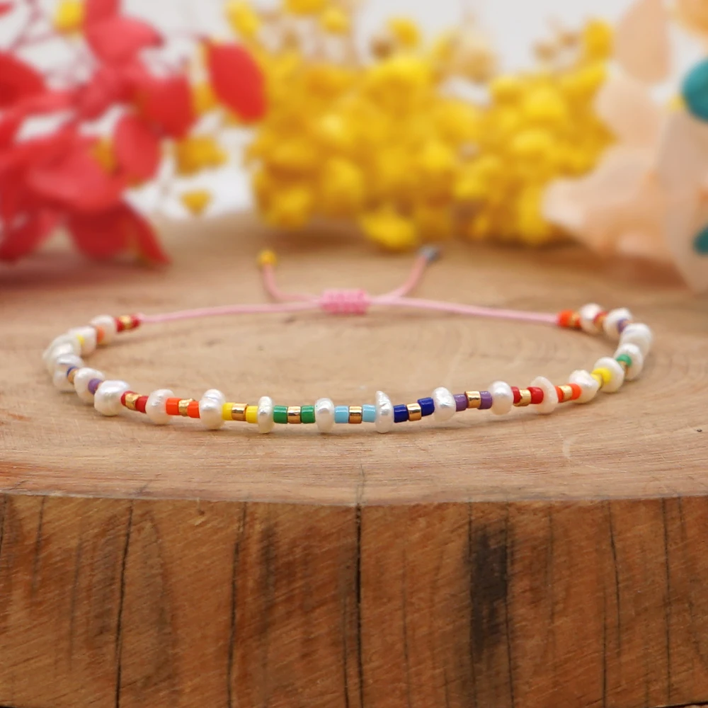 Go2boho Miyuki Bracelet For Women Freshwater Pearl Bracelets Girl Bohemian Summer Rainbow Handmade Jewelry Adjustable Jewellery | Украшения