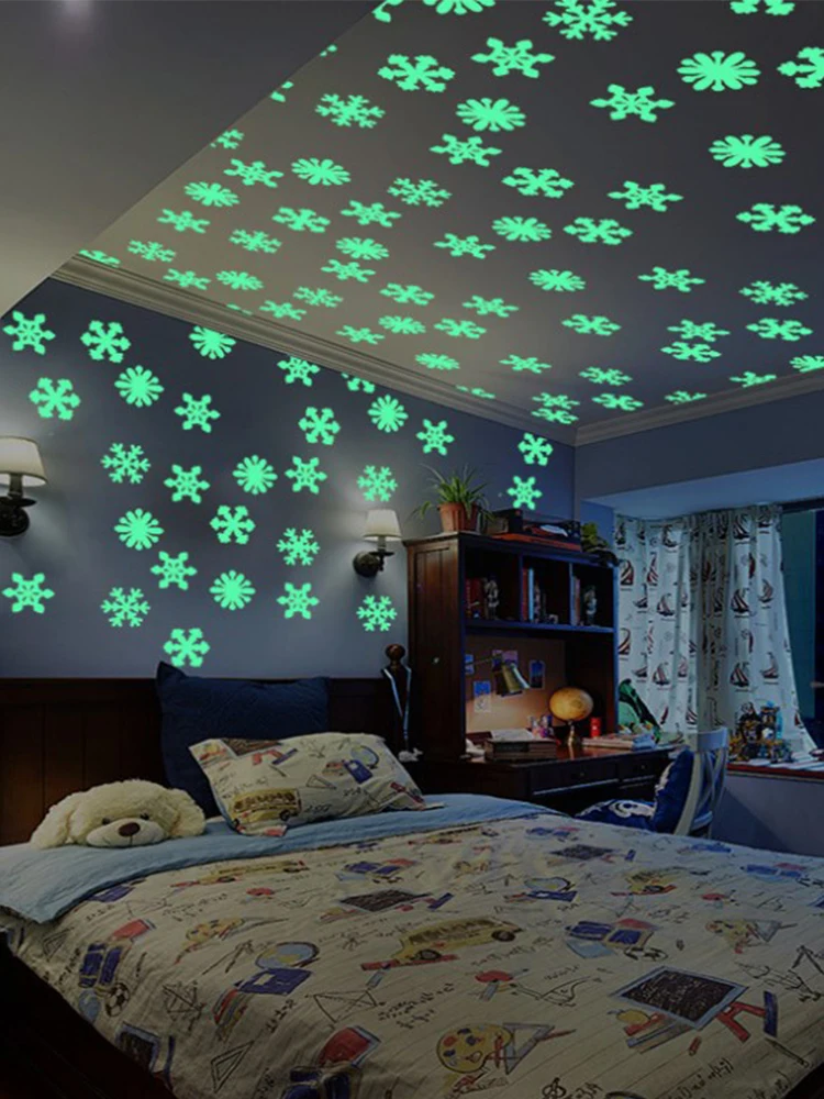 

Светящиеся искусственные цветы, набор, настенные Светящиеся в темноте Наклейки для декора комнаты, рождественские украшения для дома, рожд...