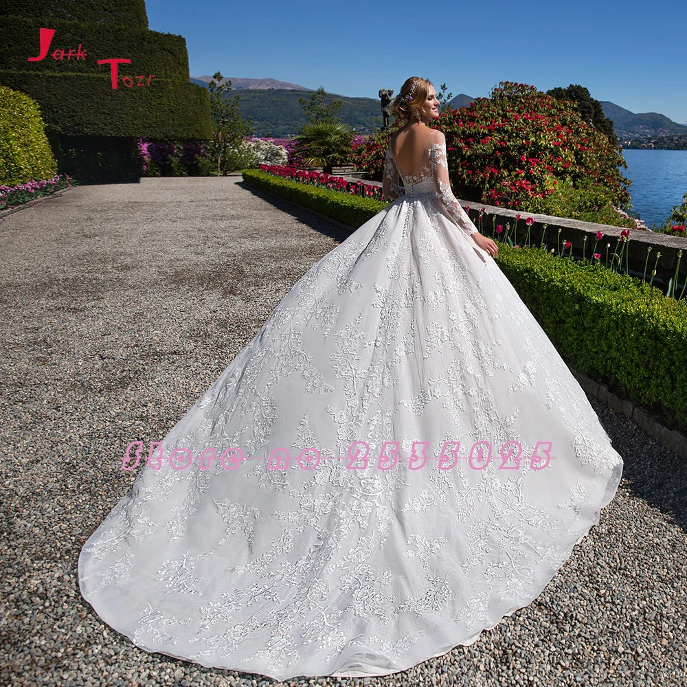 Vestido De Noiva Princesa/Свадебные платья с кружевной аппликацией и длинным рукавом
